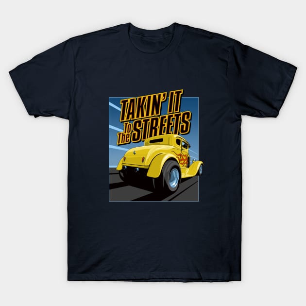 Takin' it to the streets - yellow T-Shirt by candcretro